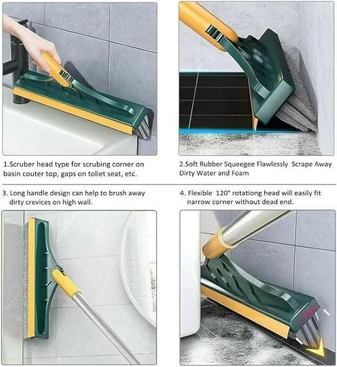 2 in 1 Tiles Cleaning Brush Floor Scrub | Bathroom Brush with Long Handle 120° Rotate