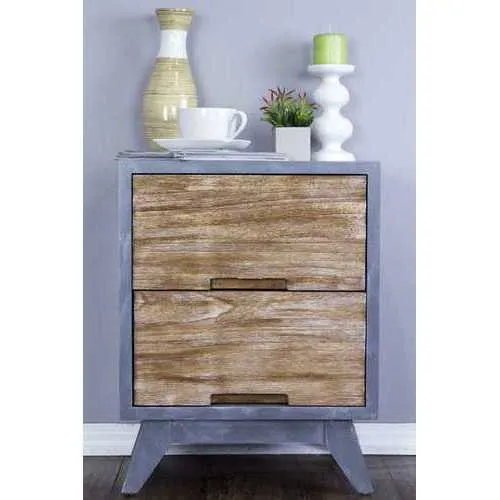 20" X 25" X 31" Gray W  Distressed Wood MDF  Wood Accent Cabinet with  Drawers