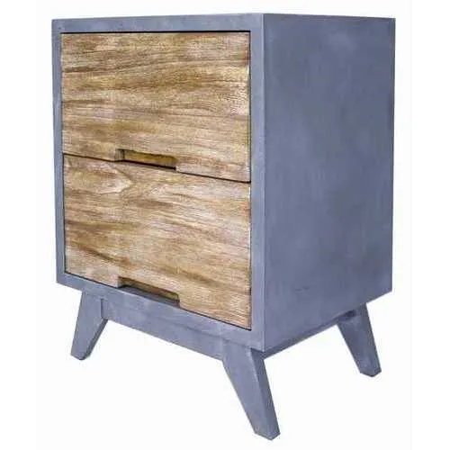 20" X 25" X 31" Gray W  Distressed Wood MDF  Wood Accent Cabinet with  Drawers