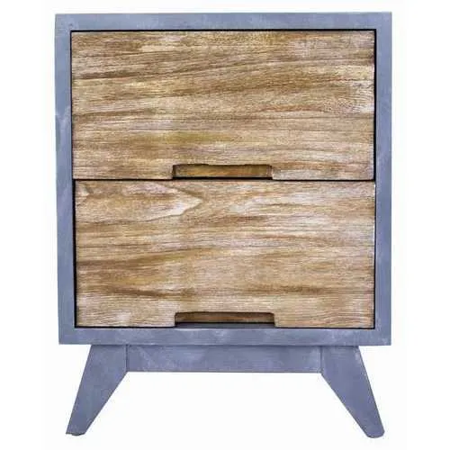 20" X 25" X 31" Gray W  Distressed Wood MDF  Wood Accent Cabinet with  Drawers