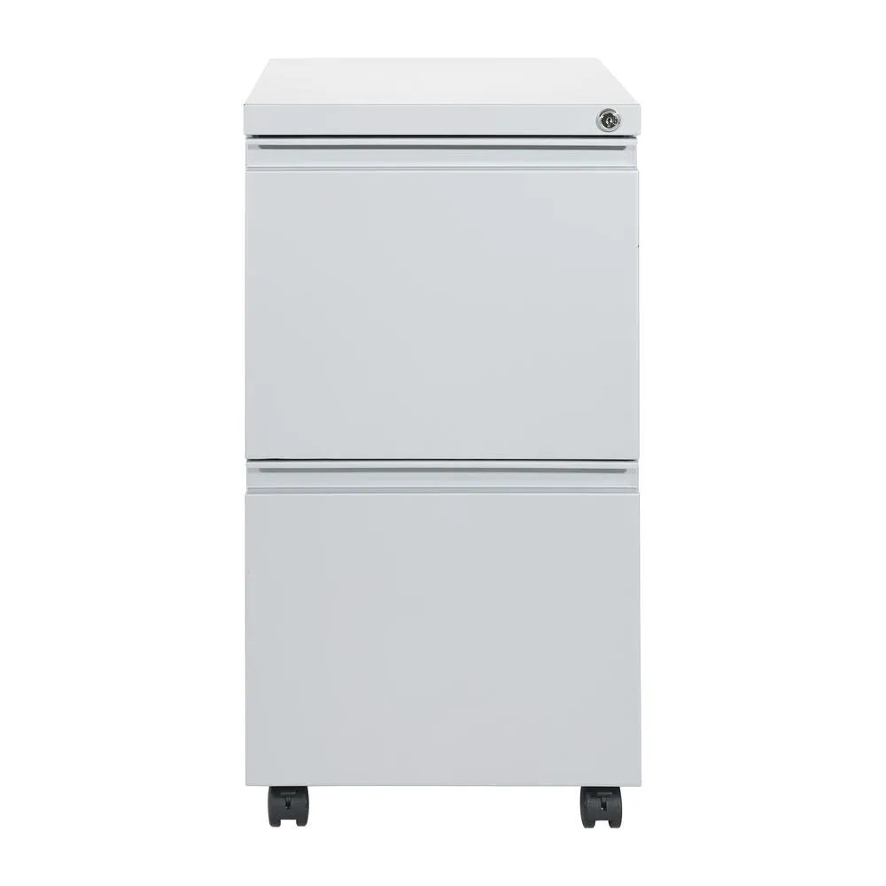 22" Closed Top Mobil Pedestal With Casters - File/File (Silver), PTC22FF-SV