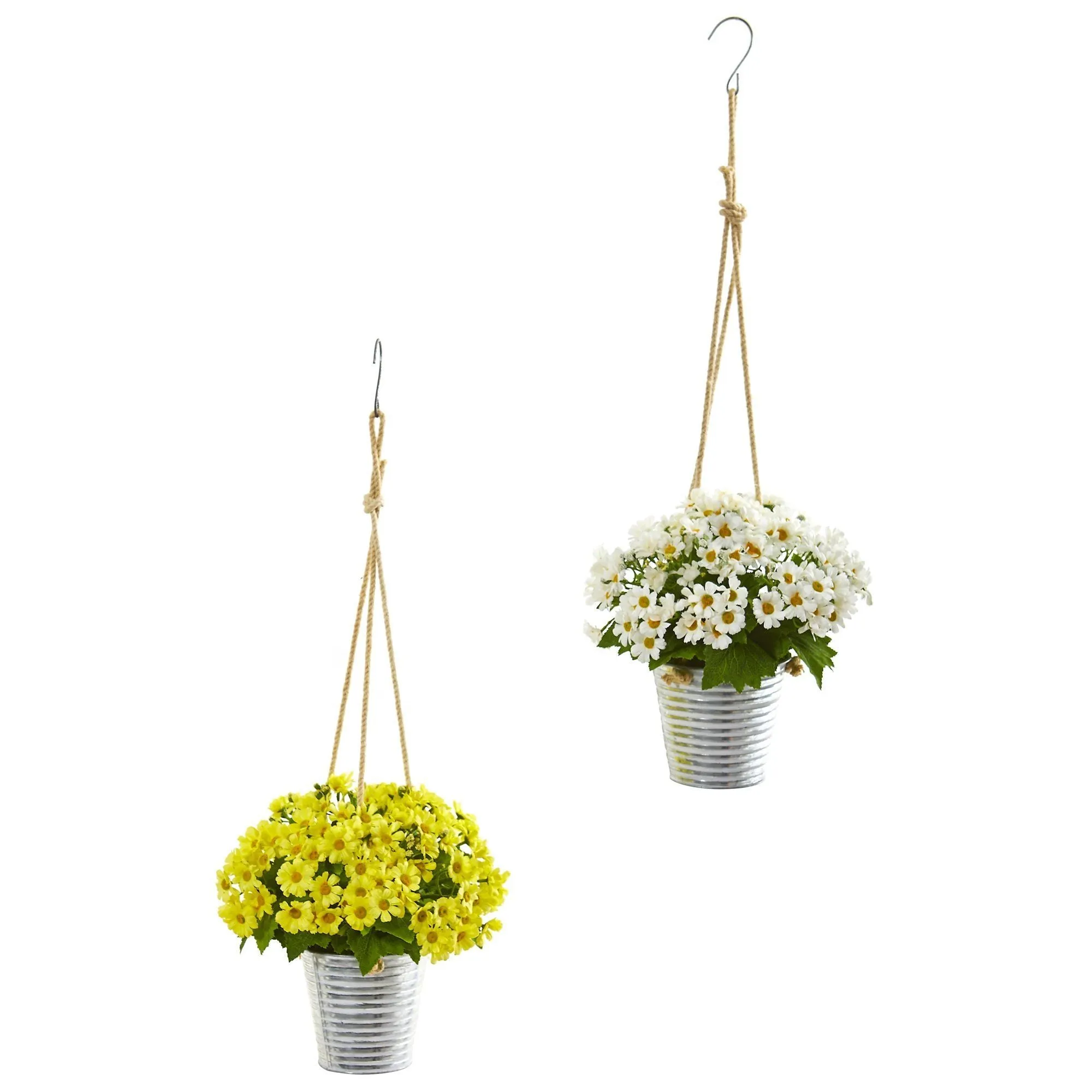 24” Daisy Arrangement in Hanging Bucket (Set of 2)