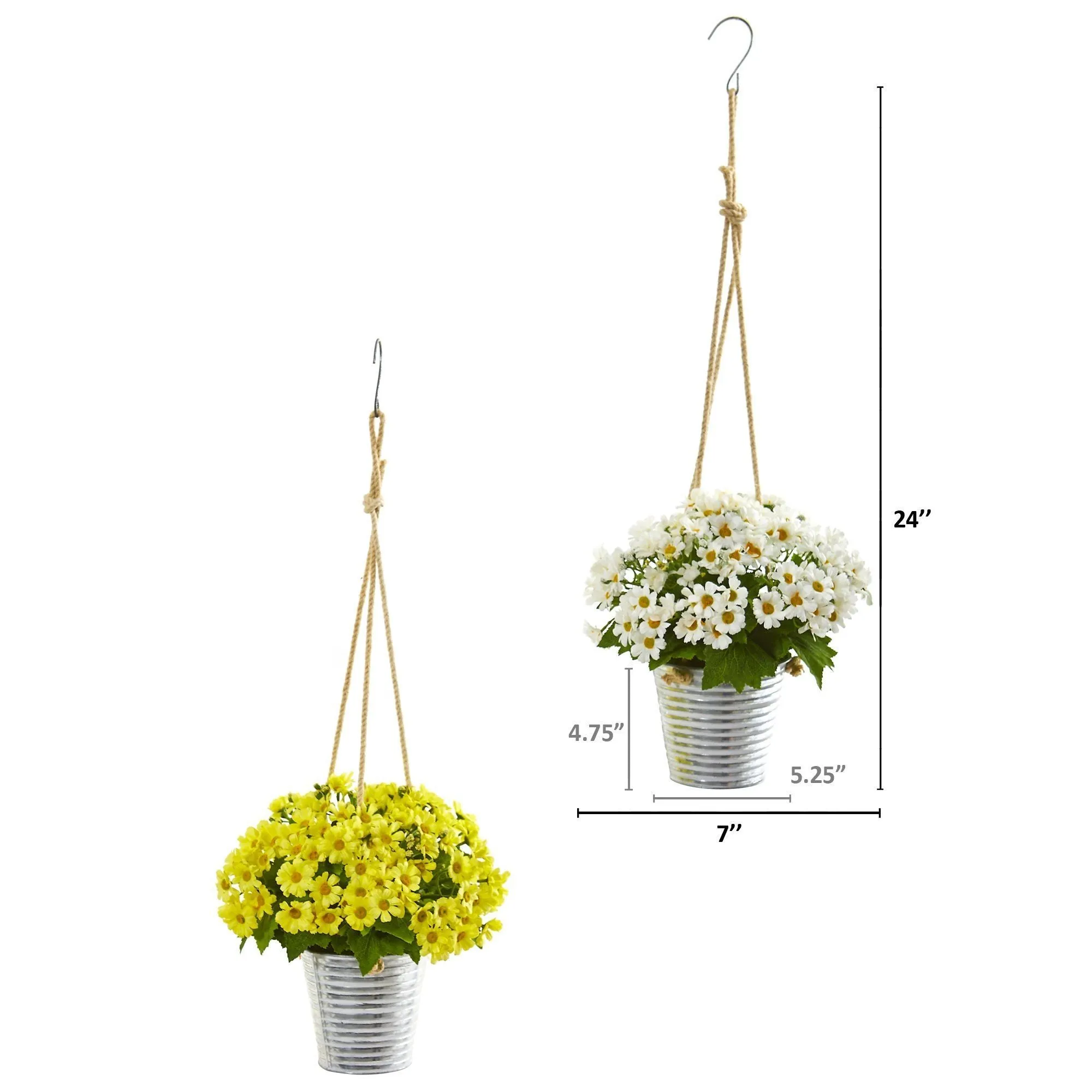 24” Daisy Arrangement in Hanging Bucket (Set of 2)