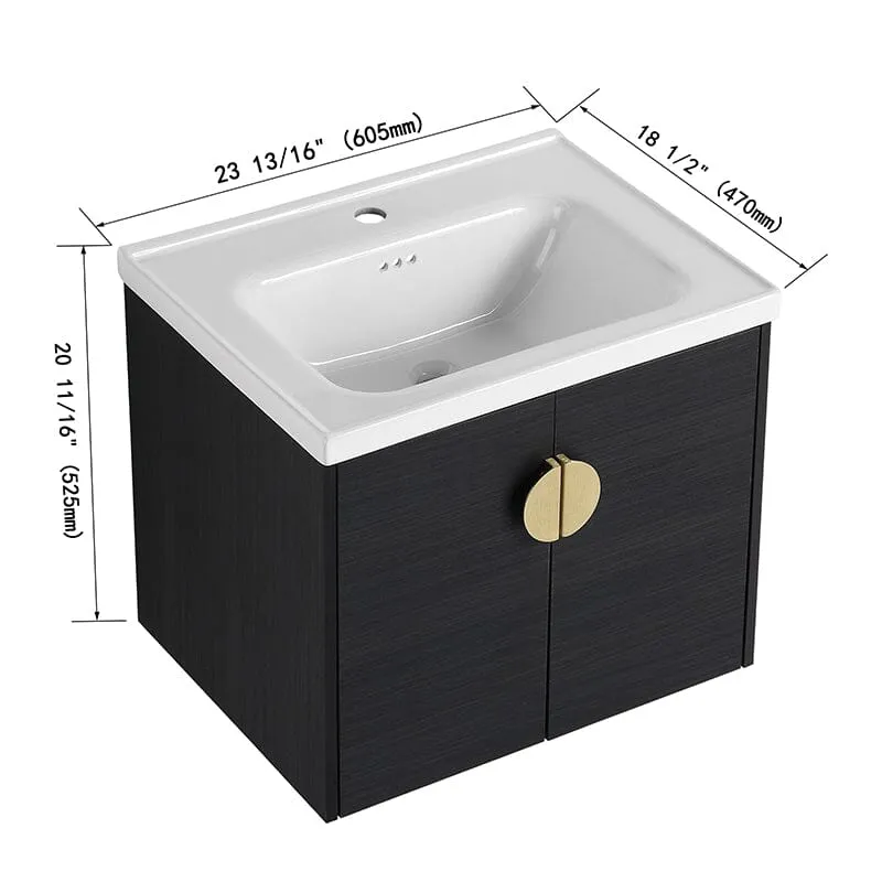 24 Inch Small Bathroom Vanity Cabinets With Sink Float Mounting Design,Soft Close Doors