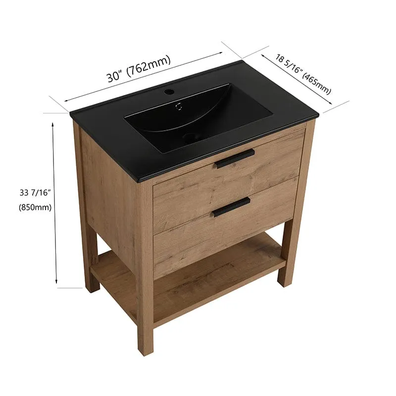 30-inch Freestanding Plywood Bathroom Vanity With Tops and 2 Drawers