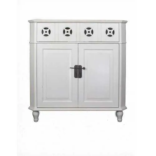 31" X 17" X 32" White MDF  Wood Drawer and Door Corner Cabinet