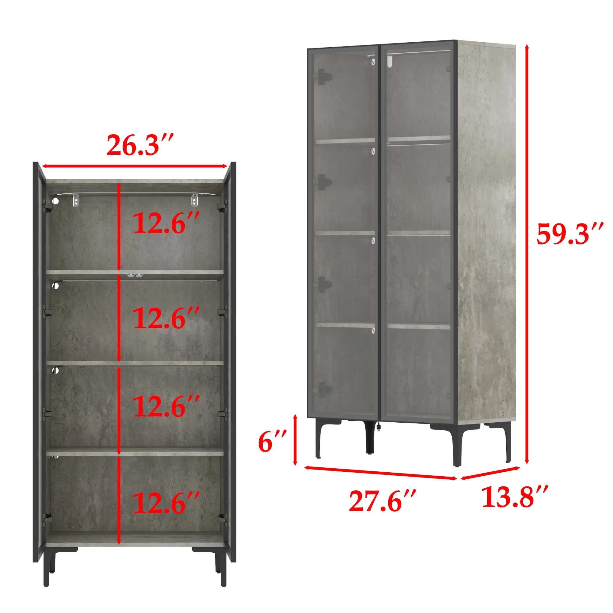 4-Shelf Glass Door Display Case With LED Lights