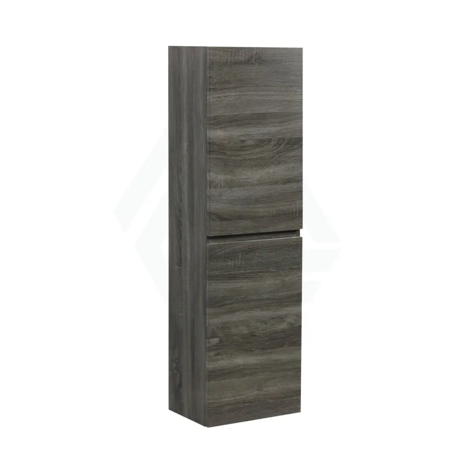 400x300x1350mm Wall Hung Bathroom Cabinet Tall Boy Dark Grey Wood Grain PVC Vacuum Filmed MDF Board