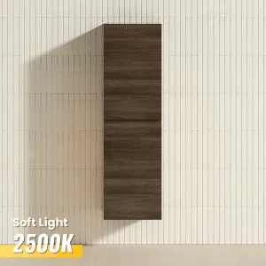 400x300x1350mm Wall Hung Bathroom Cabinet Tall Boy Dark Grey Wood Grain PVC Vacuum Filmed MDF Board