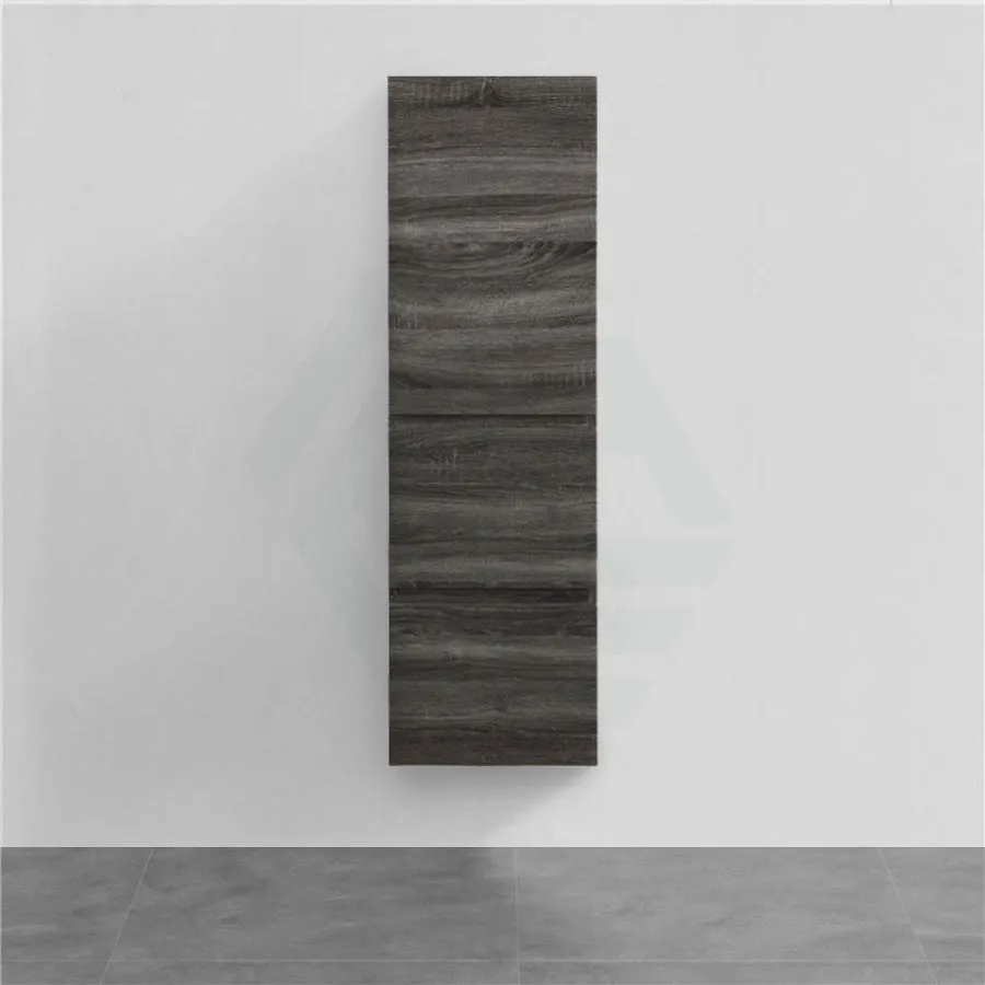 400x300x1350mm Wall Hung Bathroom Cabinet Tall Boy Dark Grey Wood Grain PVC Vacuum Filmed MDF Board