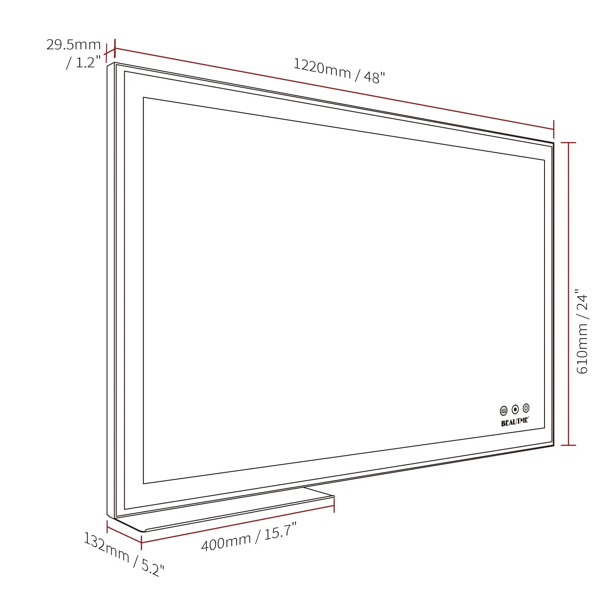 48x24 inch LED Bathroom Vanity Mirror Wall Mounted Adjustable White/Warm/Natural Lights Anti-Fog Touch Switch with Memory Modern Smart Large Bathroom Mirrors