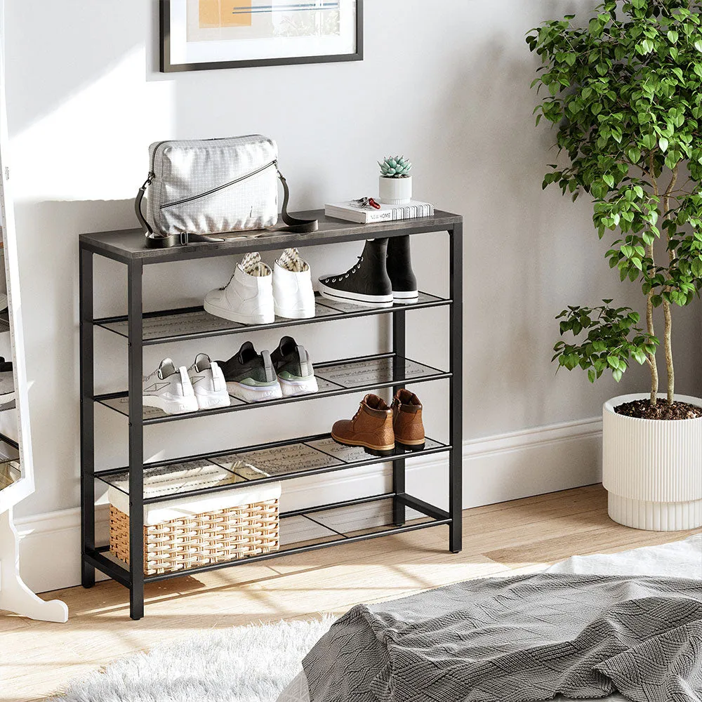 5-Tier Shoe Storage Organizer with 4 Metal Mesh Shelves