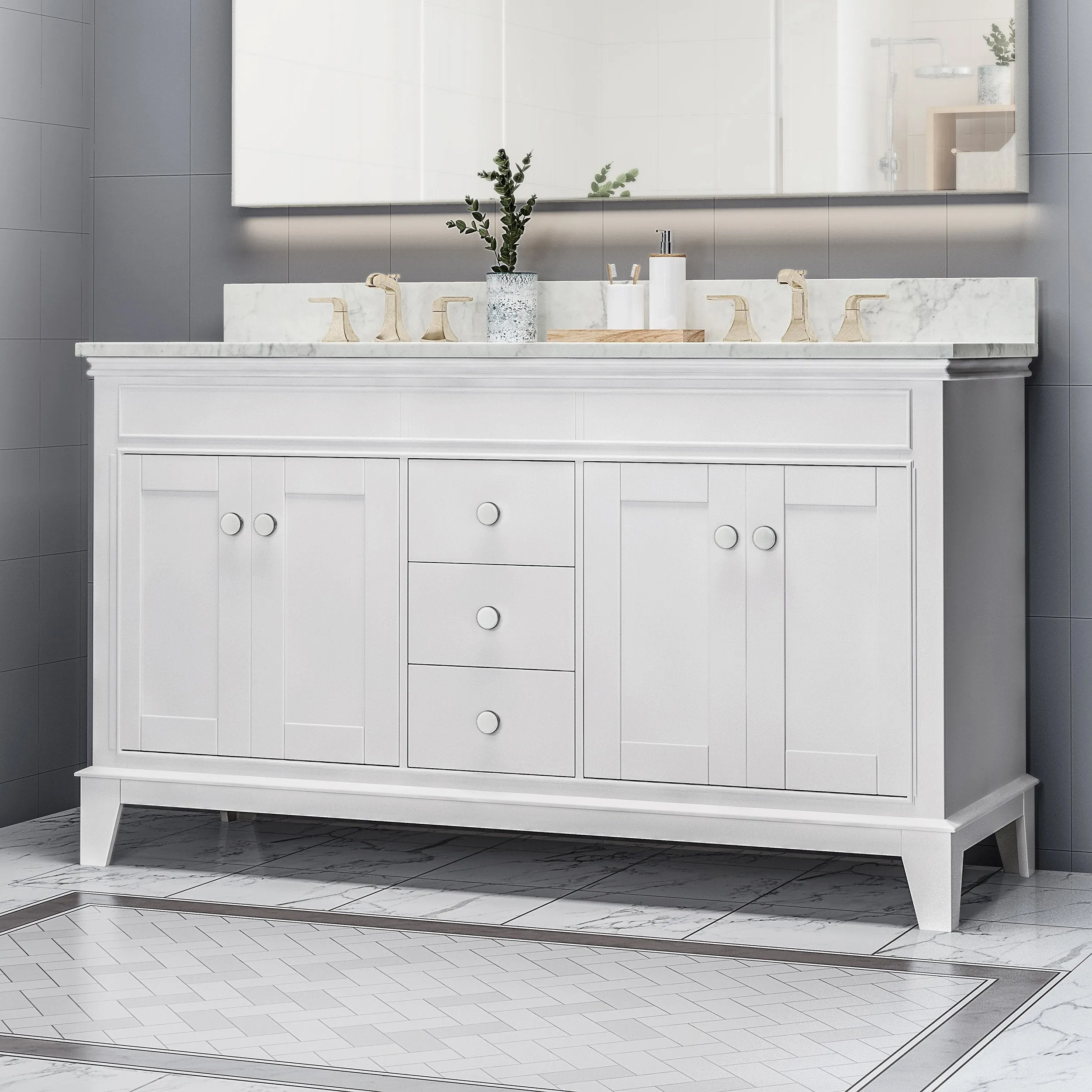 60" Wood Bathroom Vanity (Counter Top Not Included) - NH448703