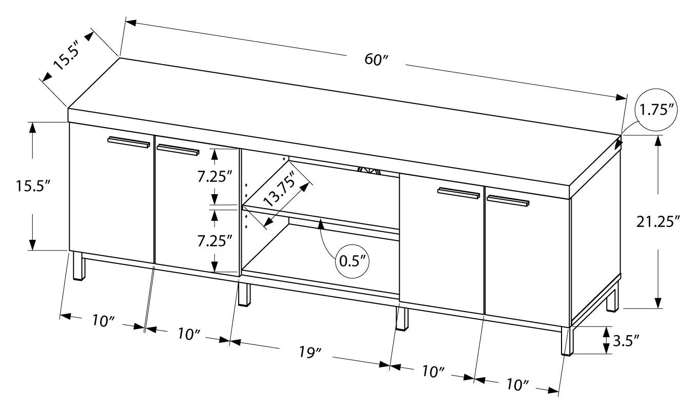 60"L Black Grey Tv Stand