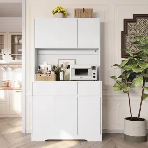 71.3 inch Kitchen Pantry, High Storage Cabinet with LED light and Charge Station