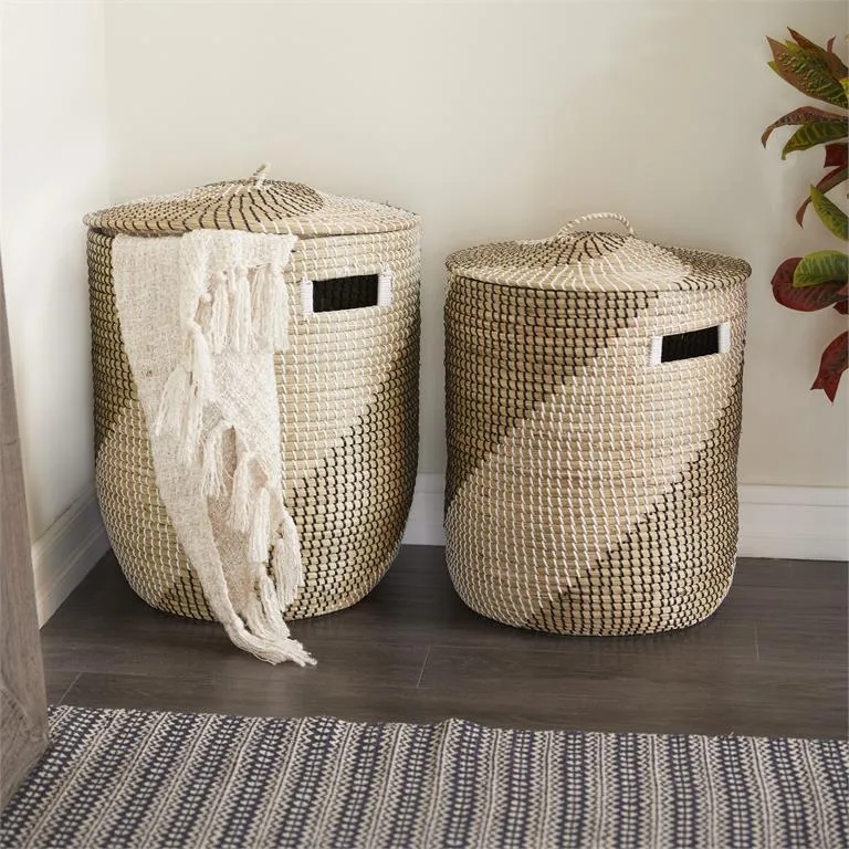 85554 2pc Basket Set in Seagrass/Brown