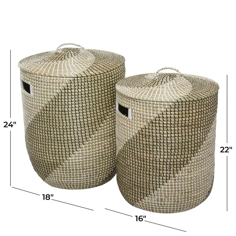 85554 2pc Basket Set in Seagrass/Brown