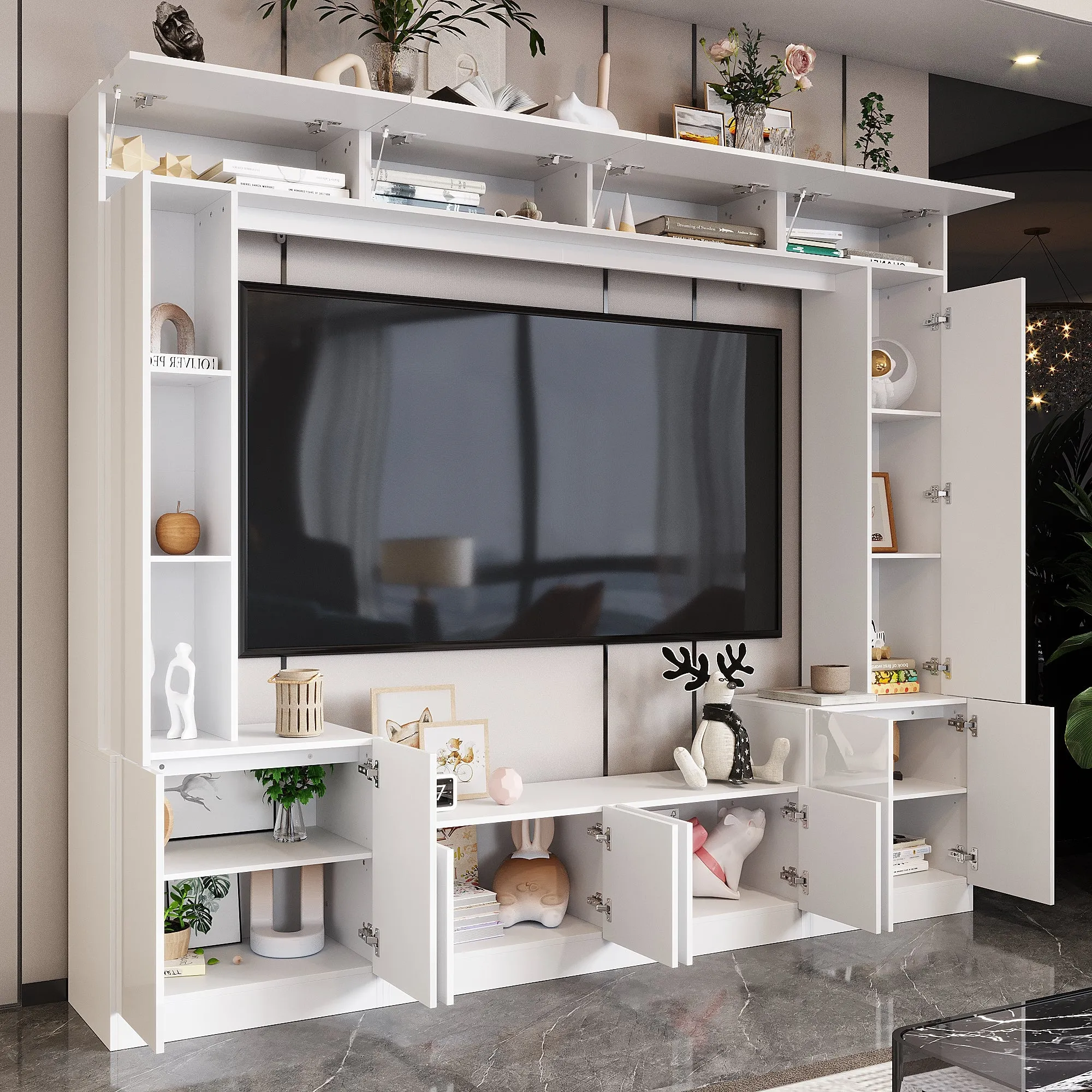 94.5''W Entertainment Center with Cabinets