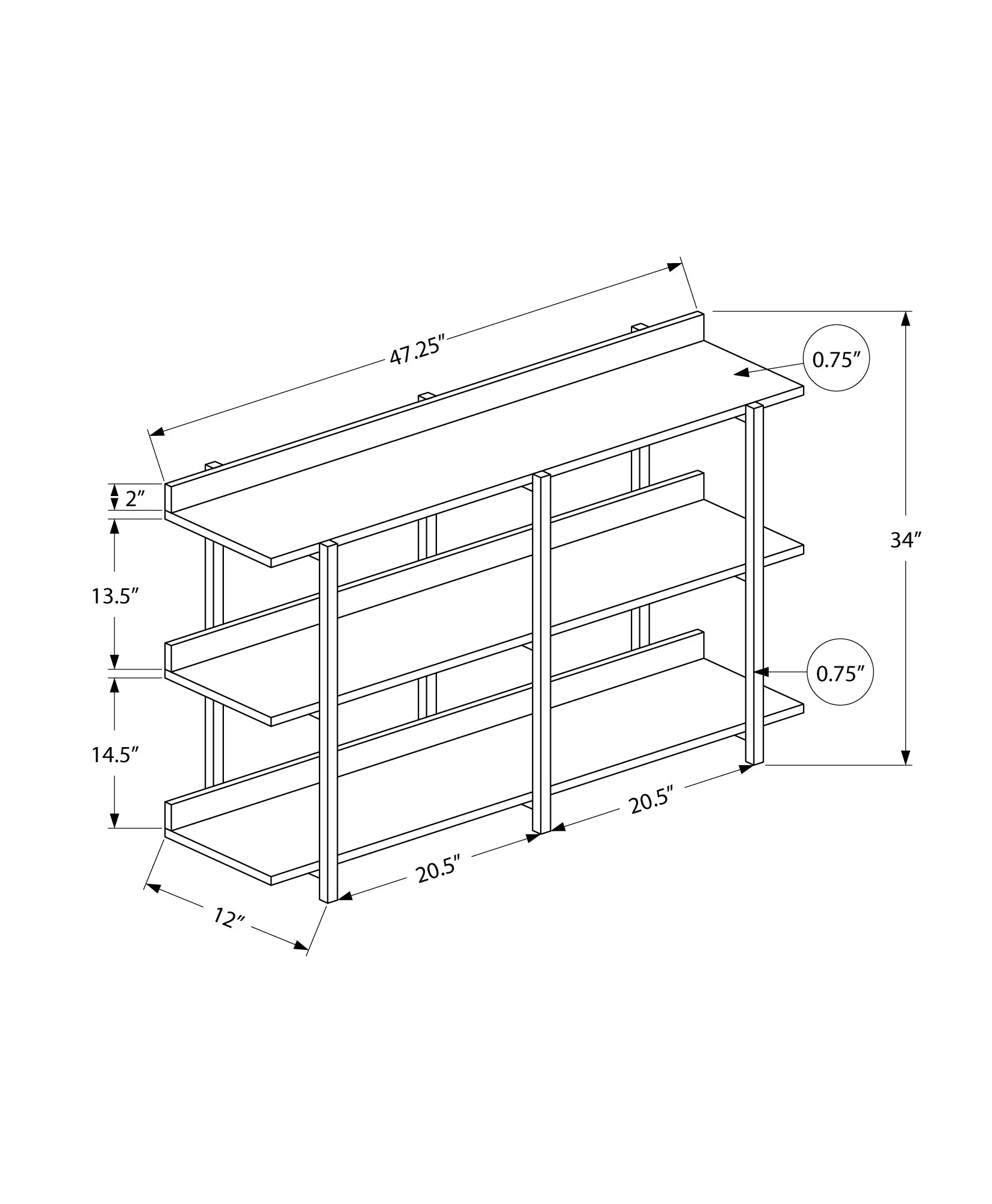 Accent Table - 48"L / Natural / White Metal Hall Console