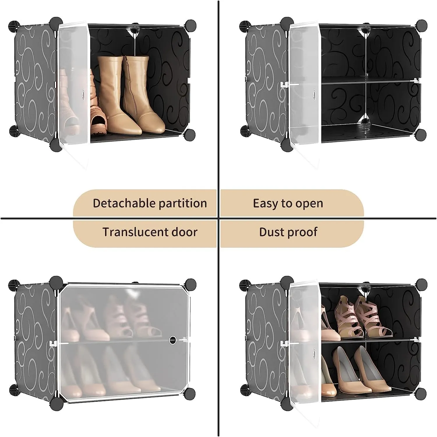 Amazon Brand – Umi Multi-Purpose Plastic 6 Layers Portable Shoe Rack Organizer with Door 24 Pairs Shoe Storage Cabinet Stackable Detachable Shoe Rack Shoe Rack Organizer (85x32x94 cm) - D.I.Y