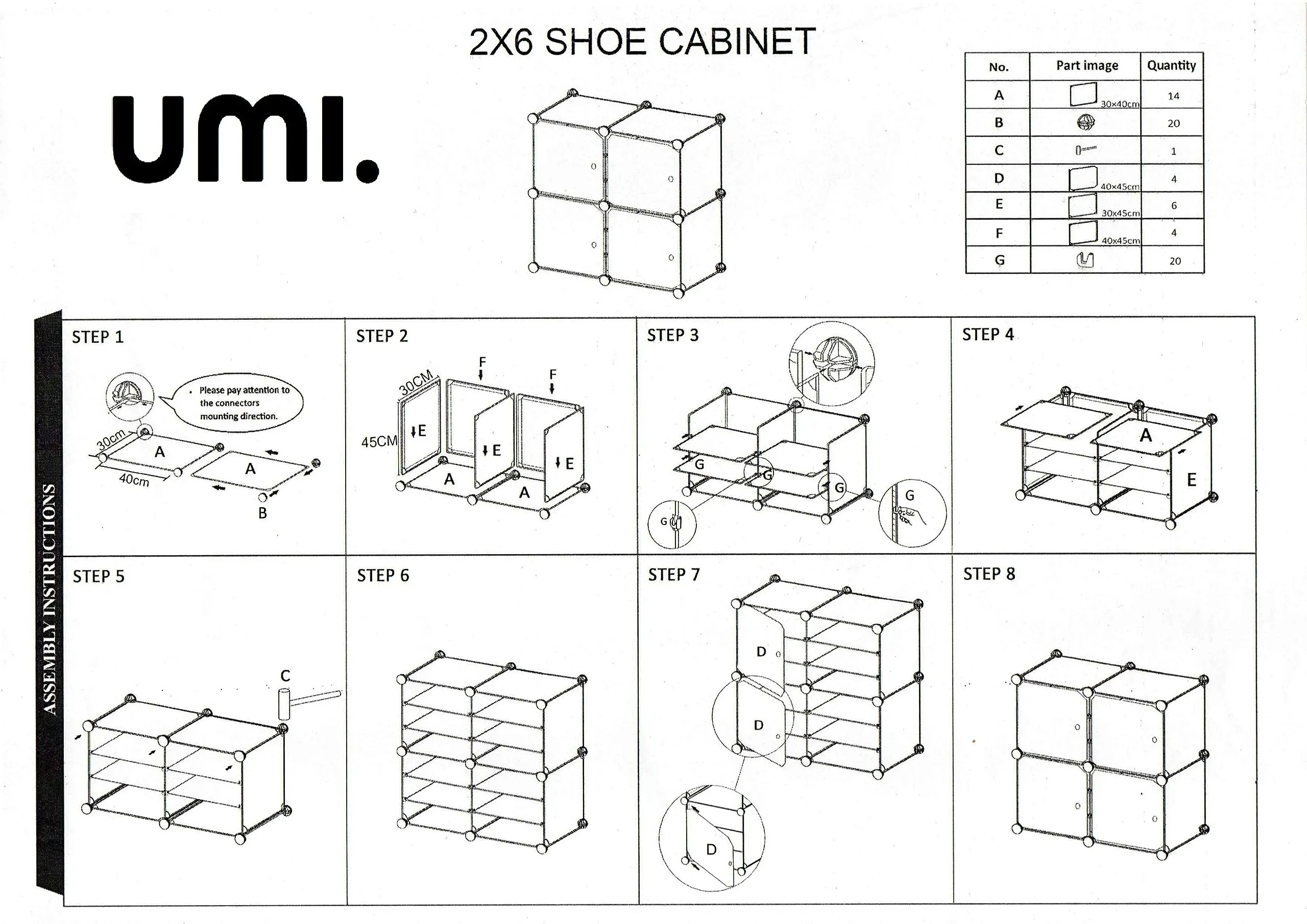 Amazon Brand – Umi Multi-Purpose Plastic 6 Layers Portable Shoe Rack Organizer with Door 24 Pairs Shoe Storage Cabinet Stackable Detachable Shoe Rack Shoe Rack Organizer (85x32x94 cm) - D.I.Y