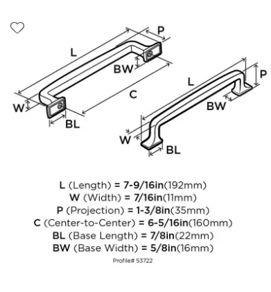 Amerock Westerly 6-5/16" Center to Center Cabinet Pull BP53722