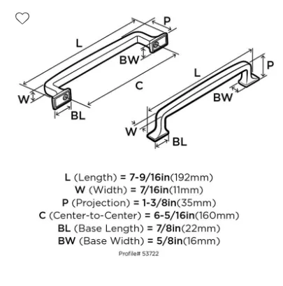 Amerock Westerly 6-5/16" Center to Center Cabinet Pull BP53722