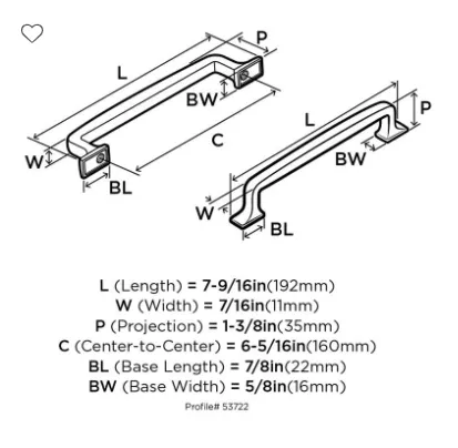 Amerock Westerly 6-5/16" Center to Center Cabinet Pull BP53722