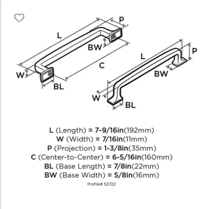 Amerock Westerly 6-5/16" Center to Center Cabinet Pull BP53722