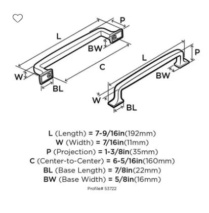 Amerock Westerly 6-5/16" Center to Center Cabinet Pull BP53722