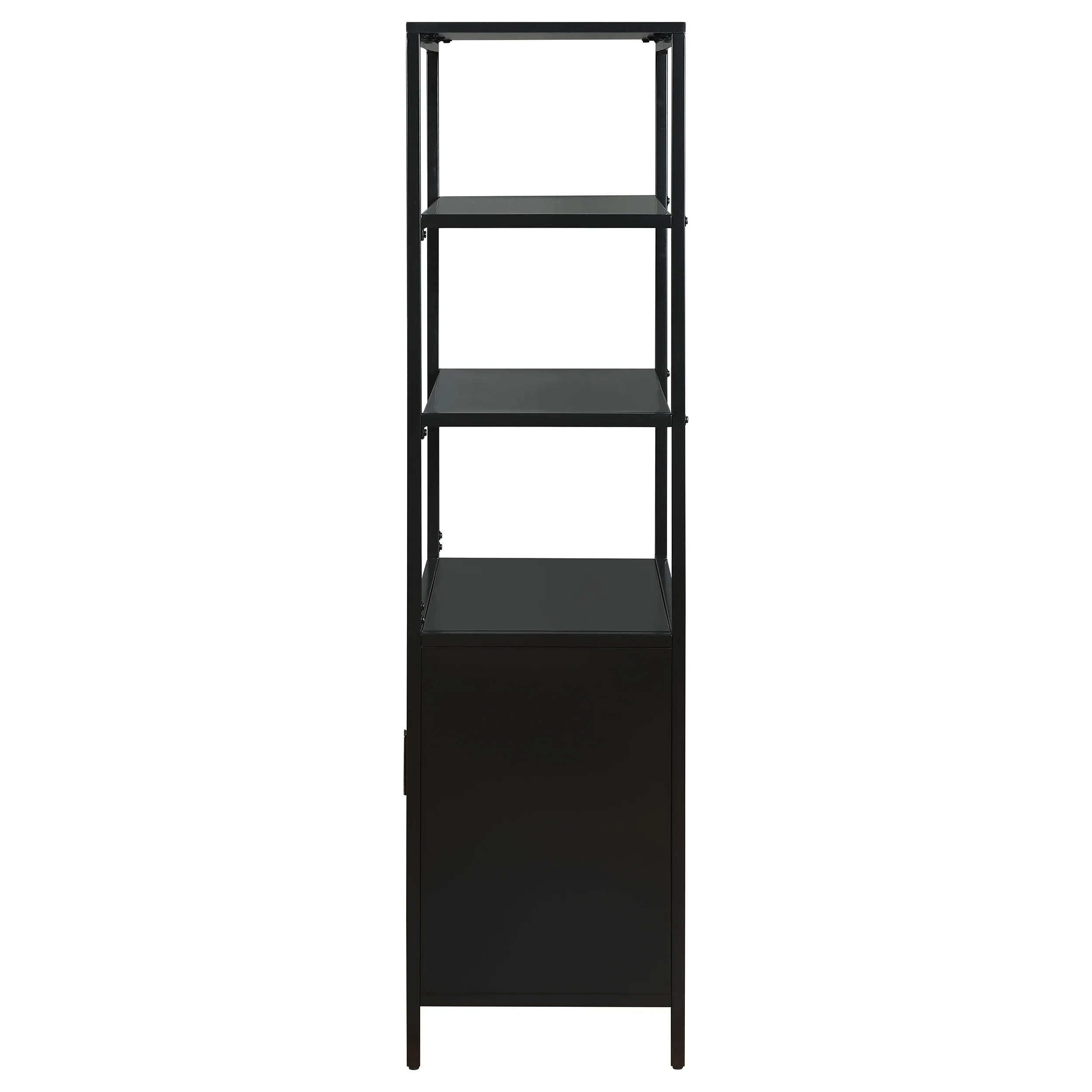 Amherst 3-shelf Radio Weave Cane Metal Accent Cabinet Black