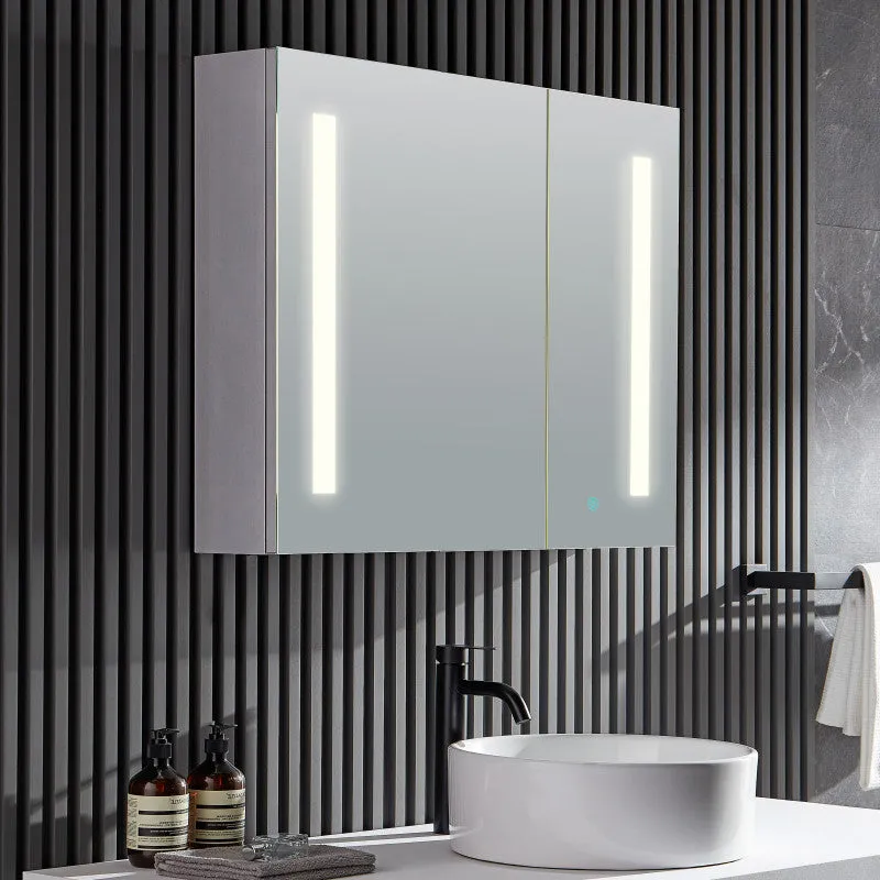 ANZZI Ether 28 in. x 32 in. Frameless LED Mirror Bathroom Cabinet