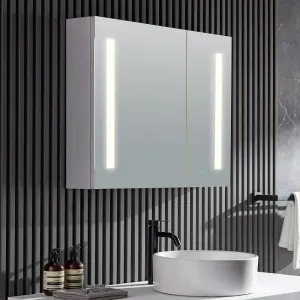 ANZZI Ether 28 in. x 32 in. Frameless LED Mirror Bathroom Cabinet