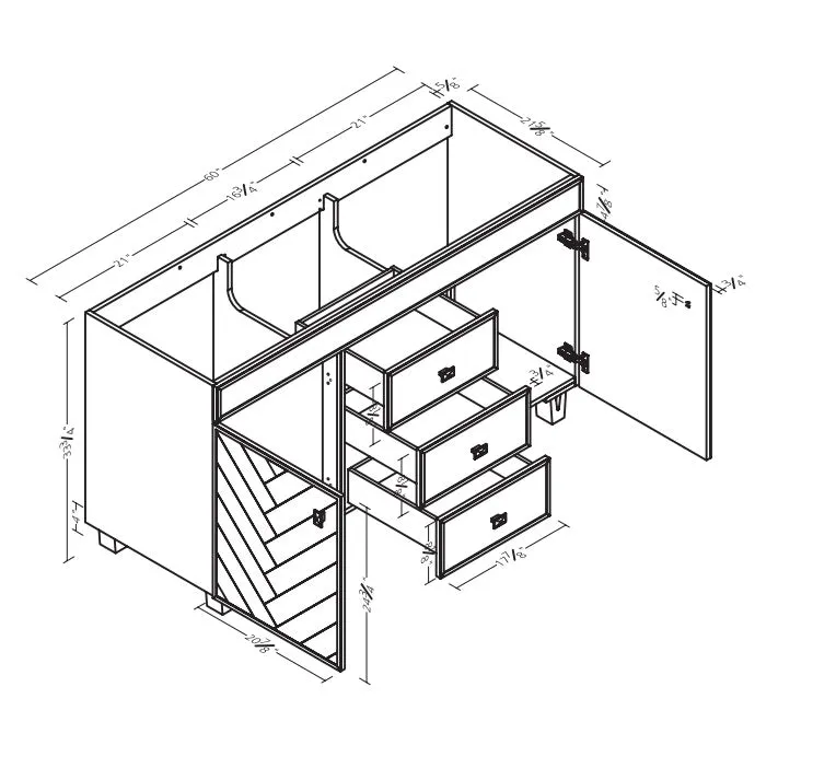 ASTER - 60" Double sink Bathroom Vanity, Quartz countertop