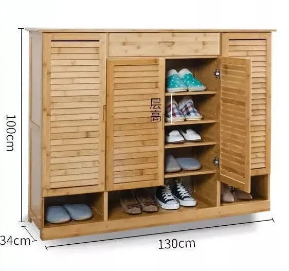 Bamboo Multi-Tiers Shoe Racks Shelf With Door Bamboo Shelves Storage Book Case