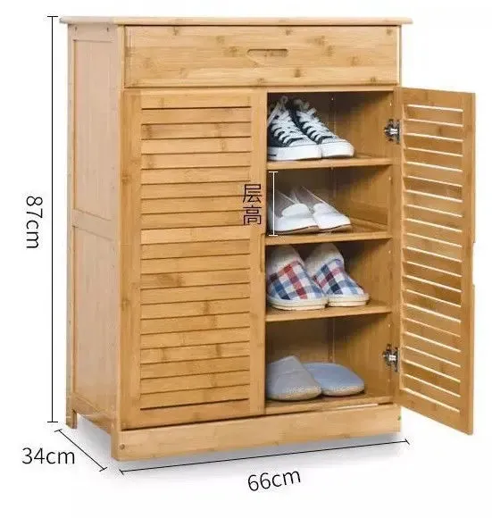 Bamboo Multi-Tiers Shoe Racks Shelf With Door Bamboo Shelves Storage Book Case