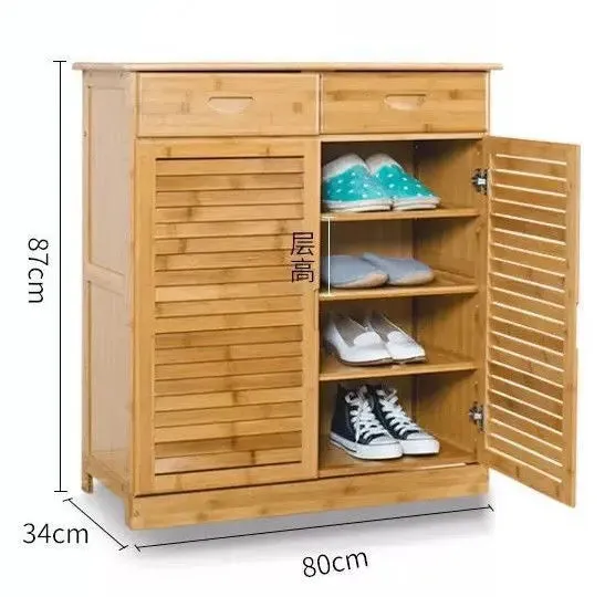 Bamboo Multi-Tiers Shoe Racks Shelf With Door Bamboo Shelves Storage Book Case