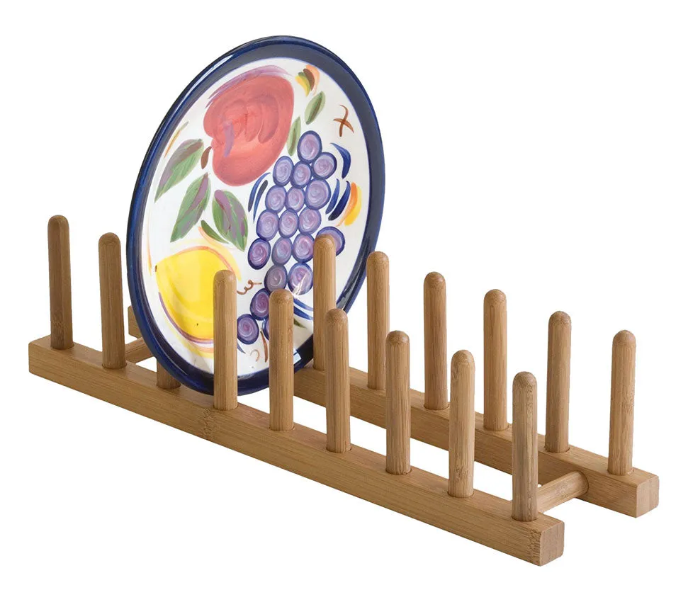 Bamboo Wood Plate Rack