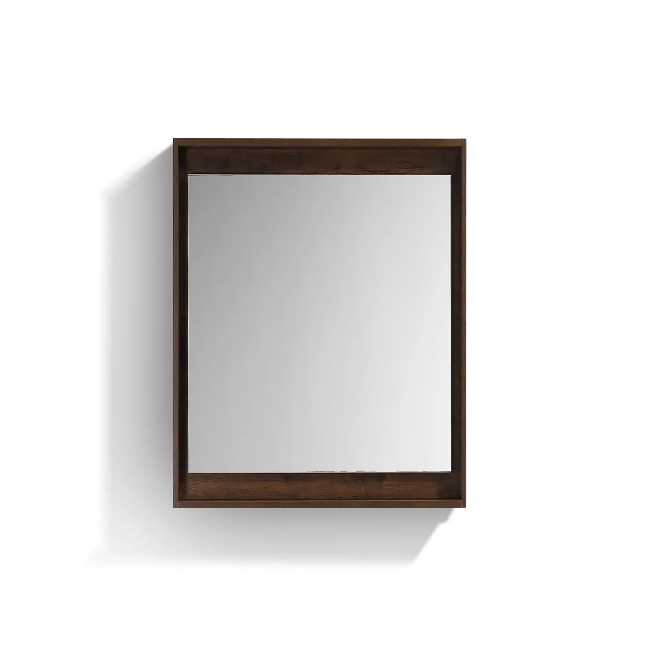 BLISS -24" ROSEWOOD Mirror with Wood trim & Bottom Shelf