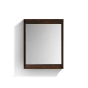 BLISS -24" ROSEWOOD Mirror with Wood trim & Bottom Shelf