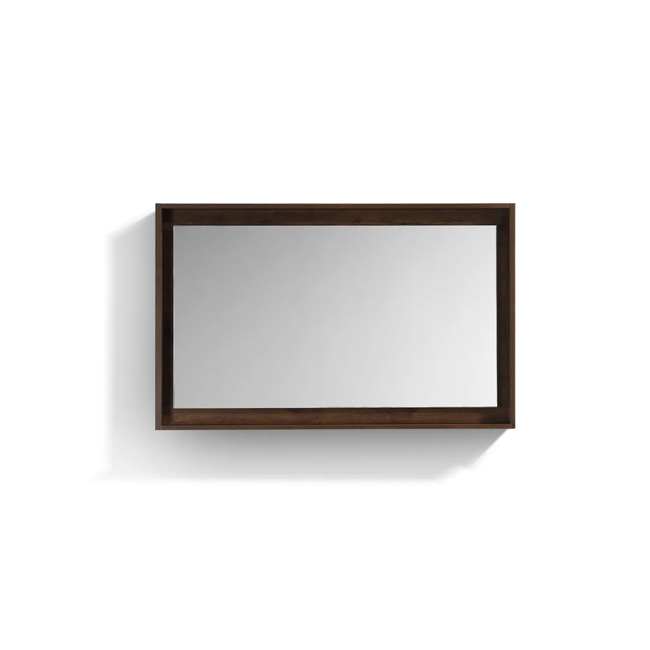 BLISS- 48" ROSEWOOD, Mirror With Wood Frame and Bottom Shelf