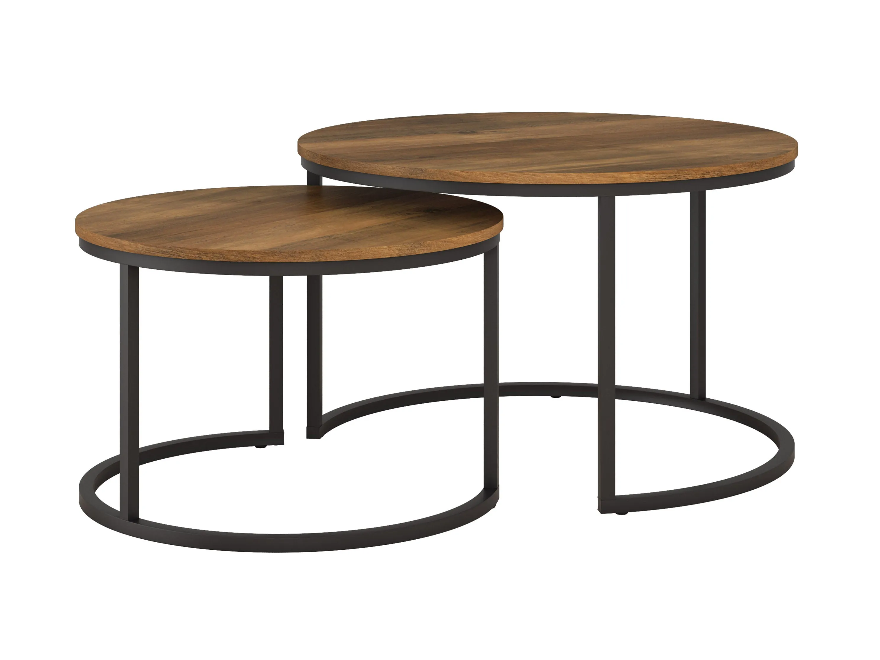 Brown Wood Round Nesting Coffee Tables