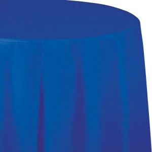 Bulk Cobalt Blue Round Plastic Table Covers (12 per Case)