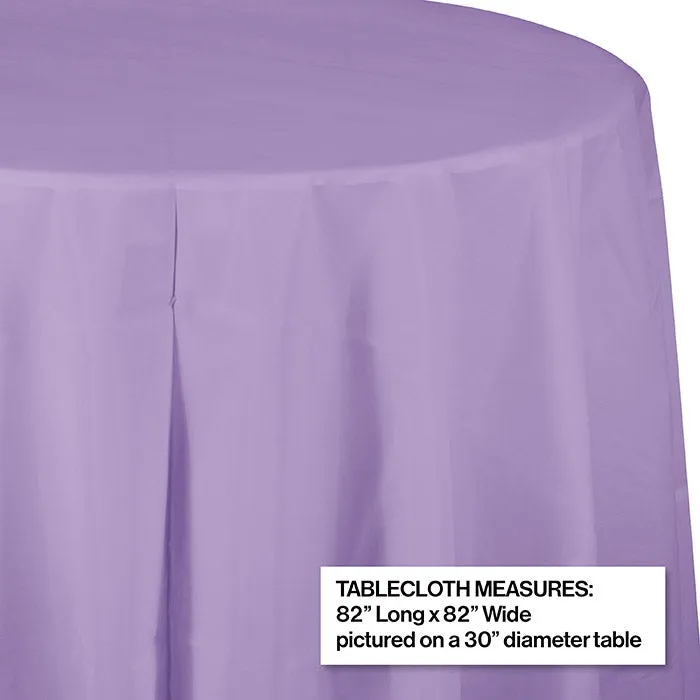 Bulk Luscious Lavender Round Plastic 82 inch Table Covers (12 per Case)