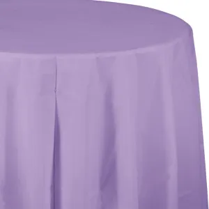 Bulk Luscious Lavender Round Plastic 82 inch Table Covers (12 per Case)