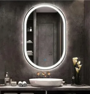 Capsule LED Bathroom Mirror with Touch Sensor and 2 Light Mode (Warm White, Cool White) for Your Wash Basin (18x24 Inch)