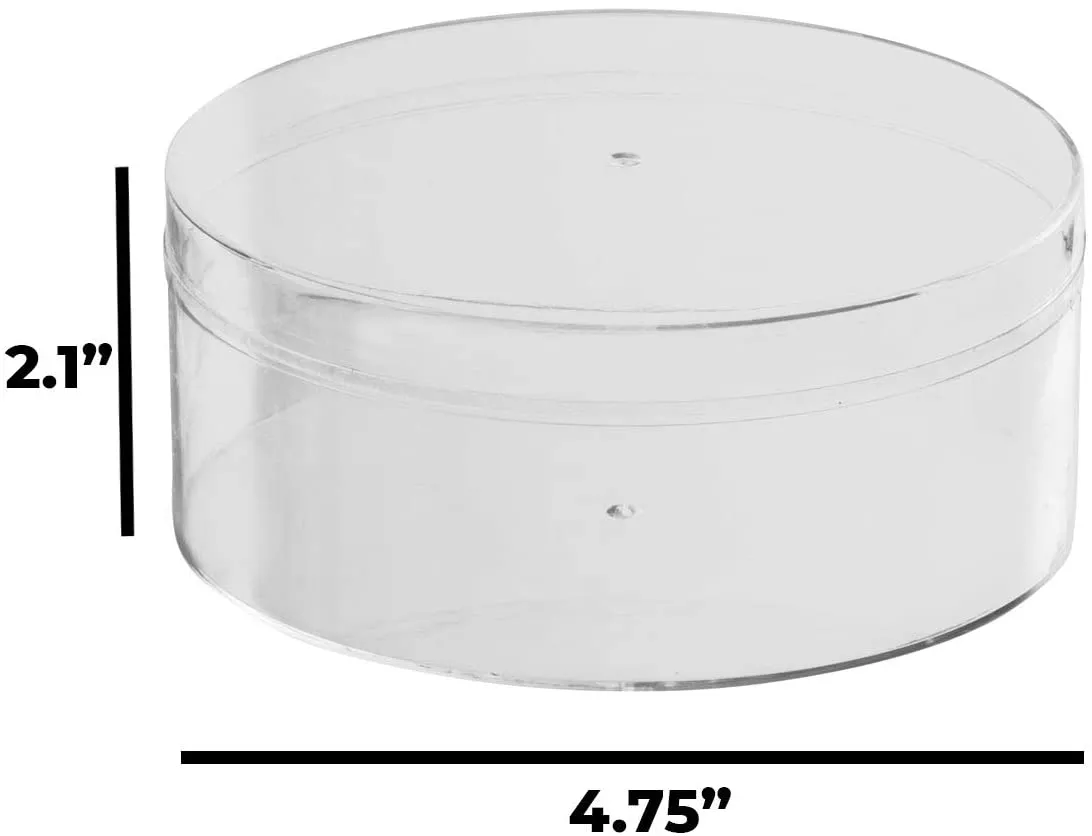 Clear Acrylic Boxes Round 4.75"x2.1" 16 Pack