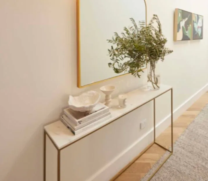 Cloe Marble Top Console Table - Brass