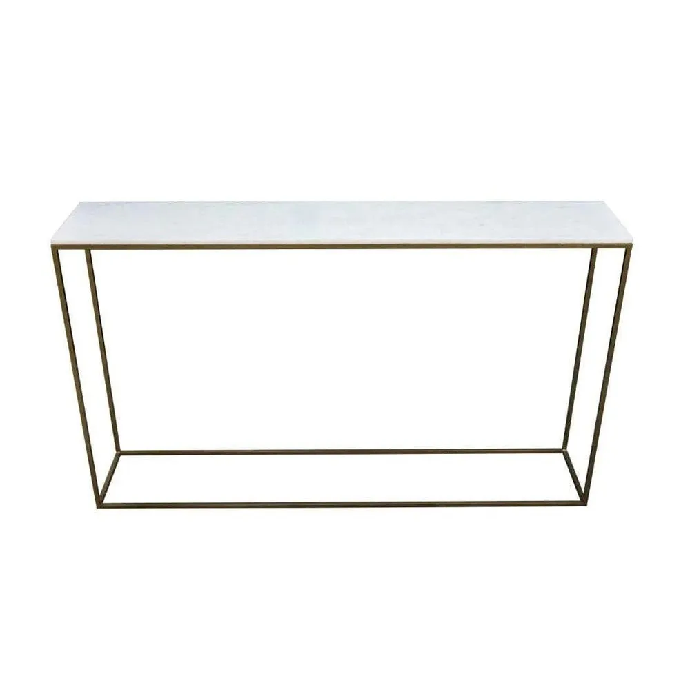 Cloe Marble Top Console Table - Brass