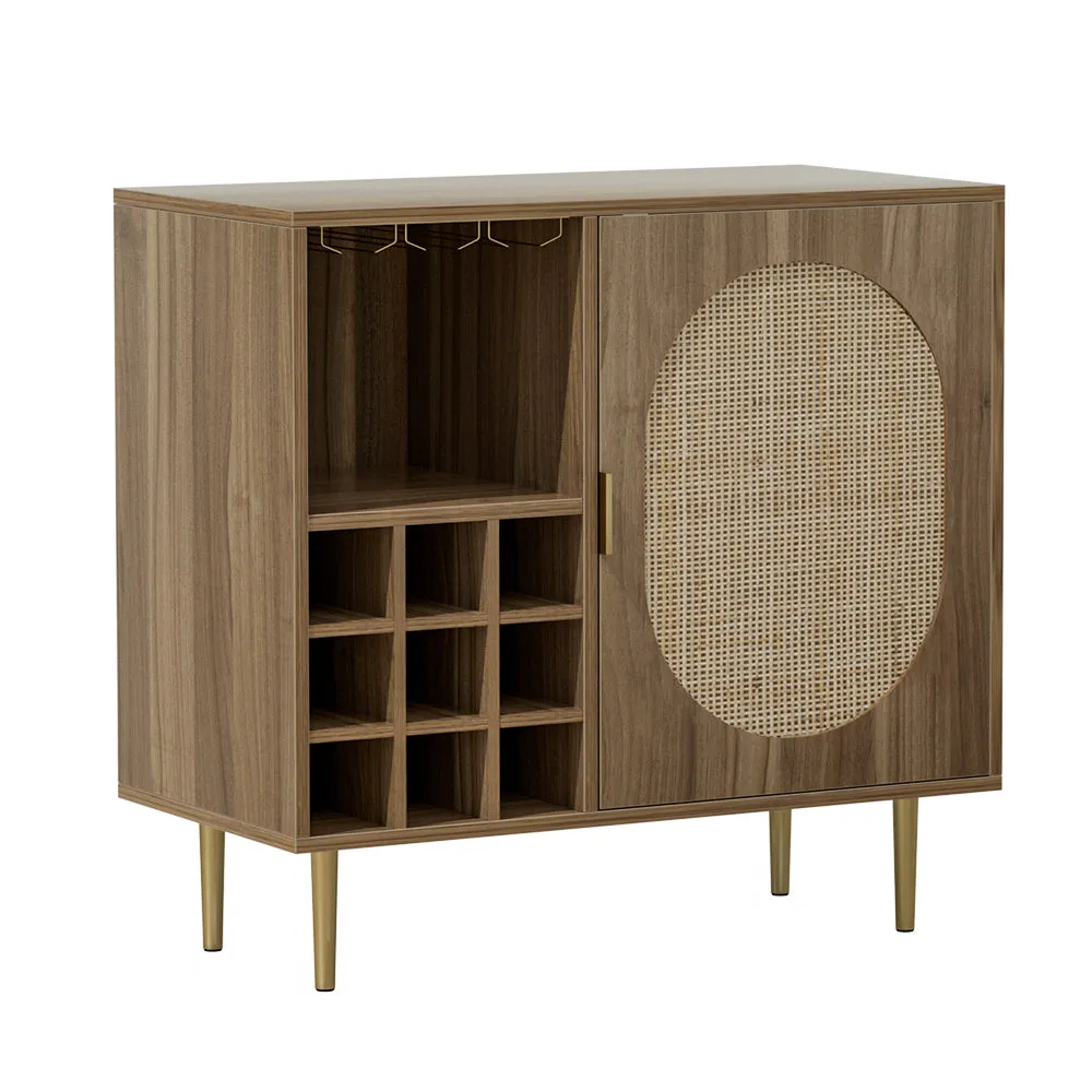 Coastal Boho Sideboard w/Wine Rack & Rattan Doors - Artiss